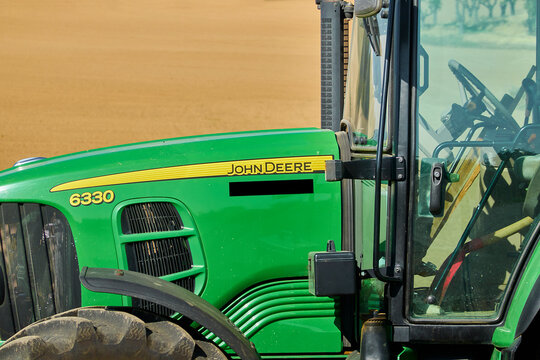 Green John Deere 6330 Tractor Before Its Use On The Farmer's Field In Schladen, Germany, September 21., 2020