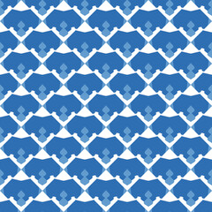 Vector seamless pattern texture background with geometric shapes, colored in blue, white colors.