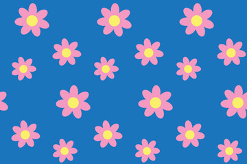 Seamless pattern with flowers on blue board. Spring illustration. Beautiful print for textile, greeting cards, wrapping paper, decor and design. Celebration style. Endless design. Jpg file