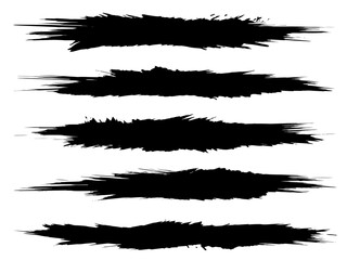 Vector collection of artistic grungy black paint hand made creative brush stroke set isolated on white background. A group of abstract grunge sketches for design education or graphic art decoration