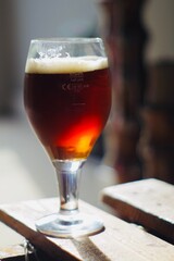 glass of beer on a table