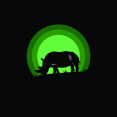 Rhino silhouette Vector illustration
