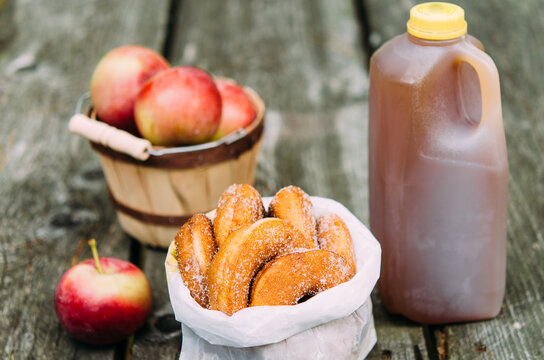 apples, cider, and doughnuts from an orchard