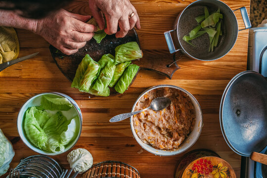Old woman cooking