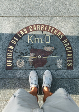 Km Zero Sign in Puerta del Sol, Madrid