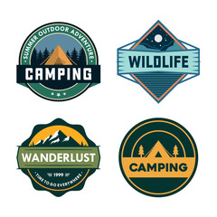 Collection of vintage explorer, wilderness, adventure, camping emblem graphics. Perfect for t-shirts, apparel and other merchandise