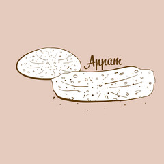 Hand-drawn Appam bread illustration