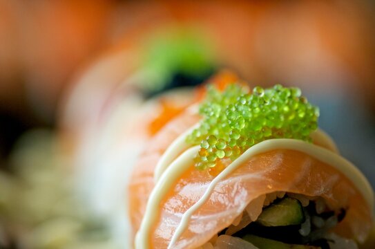 Close of tobiko, japanese fish roes
