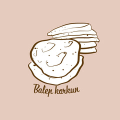 Hand-drawn Balep korkun bread illustration