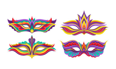 Obraz premium Masquerade Masks or Carnival Masque with Colorful Ornate Vector Set