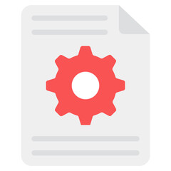 
Content management icon, gear on folded paper 
