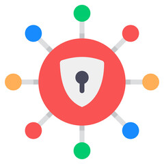 
Shield inside nodes network showing concept of security network icon
