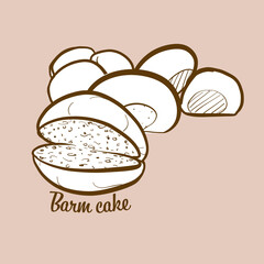 Hand-drawn Barm cake bread illustration