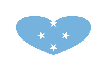 Federated States of Micronesia flag in the heart shape. Isolated on a white background.