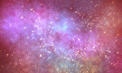 Obraz premium space rich multicolor bright deep impressive graphic background with many stars. Universal blank backdrop for decor