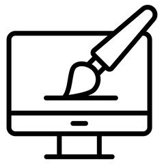 
Art brush with monitor, graphic design icon
