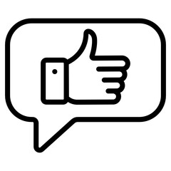 
Hand inside message bubble, feedback icon
