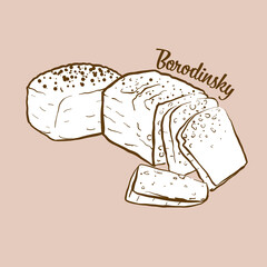 Hand-drawn Borodinsky bread illustration