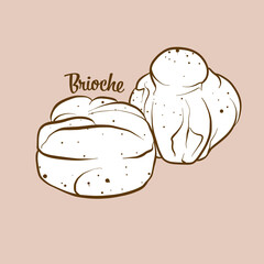 Hand-drawn Brioche bread illustration