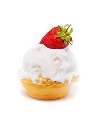 delicious basket with creamy ice cream and mouth-watering strawberries