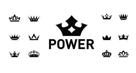 Set vector king crowns icon on white background. Vector Illustration. Emblem, icon and Royal symbols.