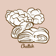 Hand-drawn Challah bread illustration