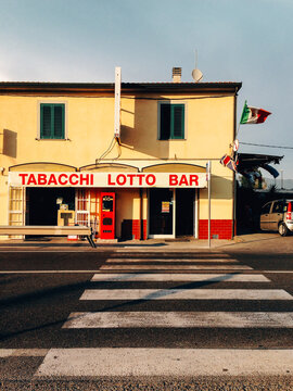 Old-Fashioned Roadside Bar in Rural Italy