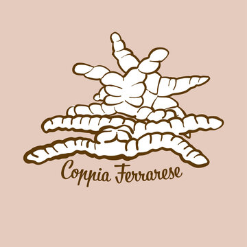 Hand-drawn Coppia Ferrarese bread illustration