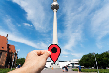 red marker in the Television Tower in Berlin