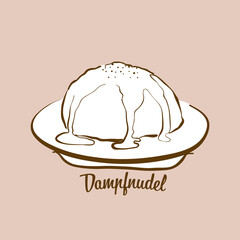 Hand-drawn Dampfnudel bread illustration