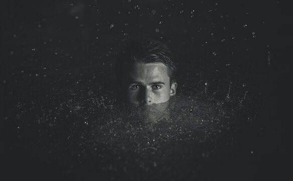 Night time rainy swim