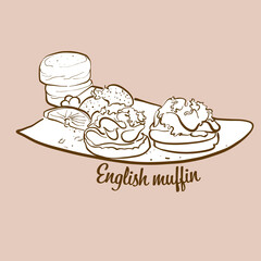 Hand-drawn English muffin bread illustration