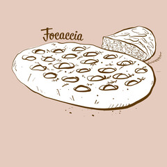 Hand-drawn Focaccia bread illustration