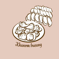 Hand-drawn Khanom bueang bread illustration