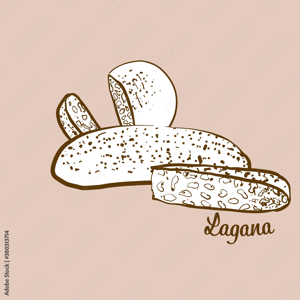 Wall mural hand-drawn lagana bread illustration