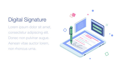 
Digital signature isometric illustration design
