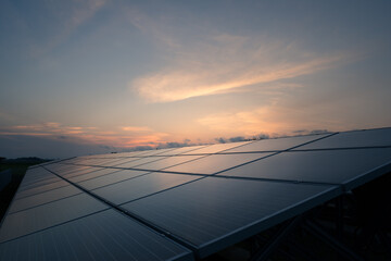 Power plant using renewable solar energy with sun
green energy concept.