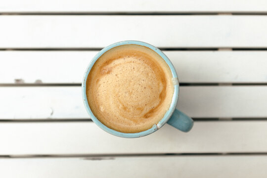Cappuccino on a white table