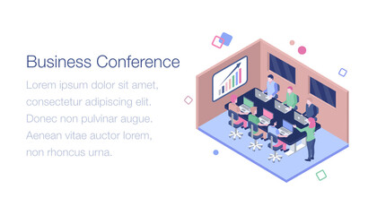 
Isometric illustration of business conference
