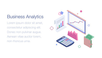 
Business analytics presentation isometric illustration 
