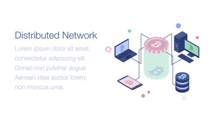 
Isometric illustration of bitcoin distributed network
