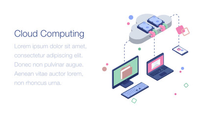 
Isometric illustration of cloud computing design

