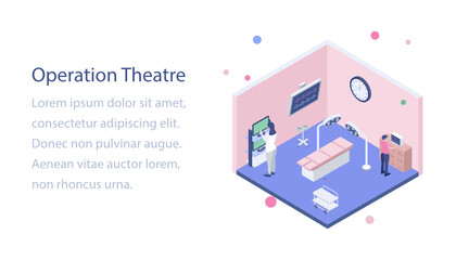 Naklejka premium Hospital operation theatre isometric illustration 