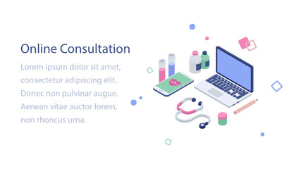 
Online consultation isometric illustration design
