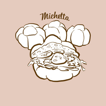 Hand-drawn Michetta bread illustration