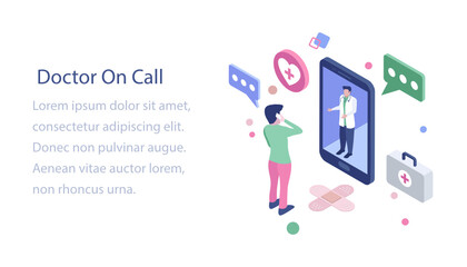 
Doctor on call isometric design illustration
