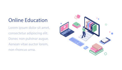 
Online library isometric illustration design
