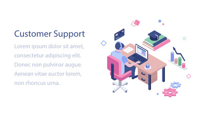 
Customer support service isometric illustration 
