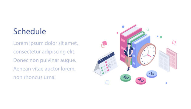 
Study Schedule Isometric Design Illustration 
