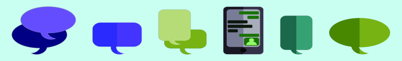 set of speech bubbles cartoon icon design template with various models. vector illustration isolated on blue background